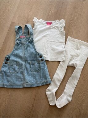 3PC matching denim overall dress set